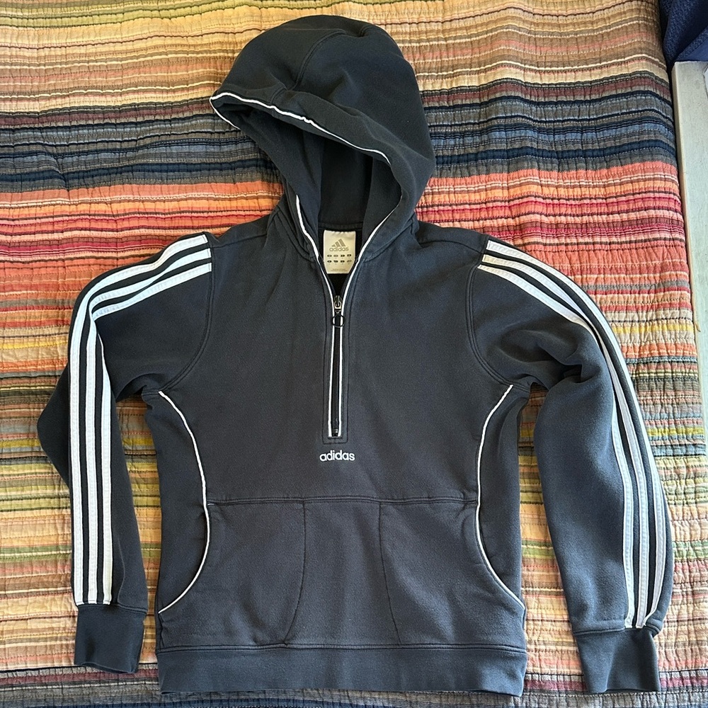 Adidas Black Zip-Up Jacket with White Trim